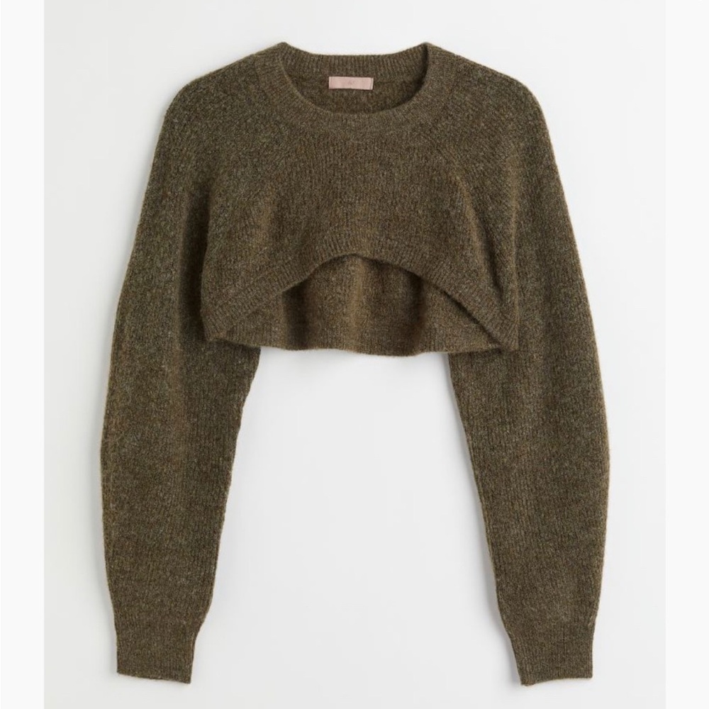 H&M Cropped Sweater Cozy Forest Green